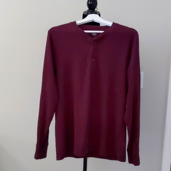 OLD Navy men's medium LS burgundy - Picture 1 of 5
